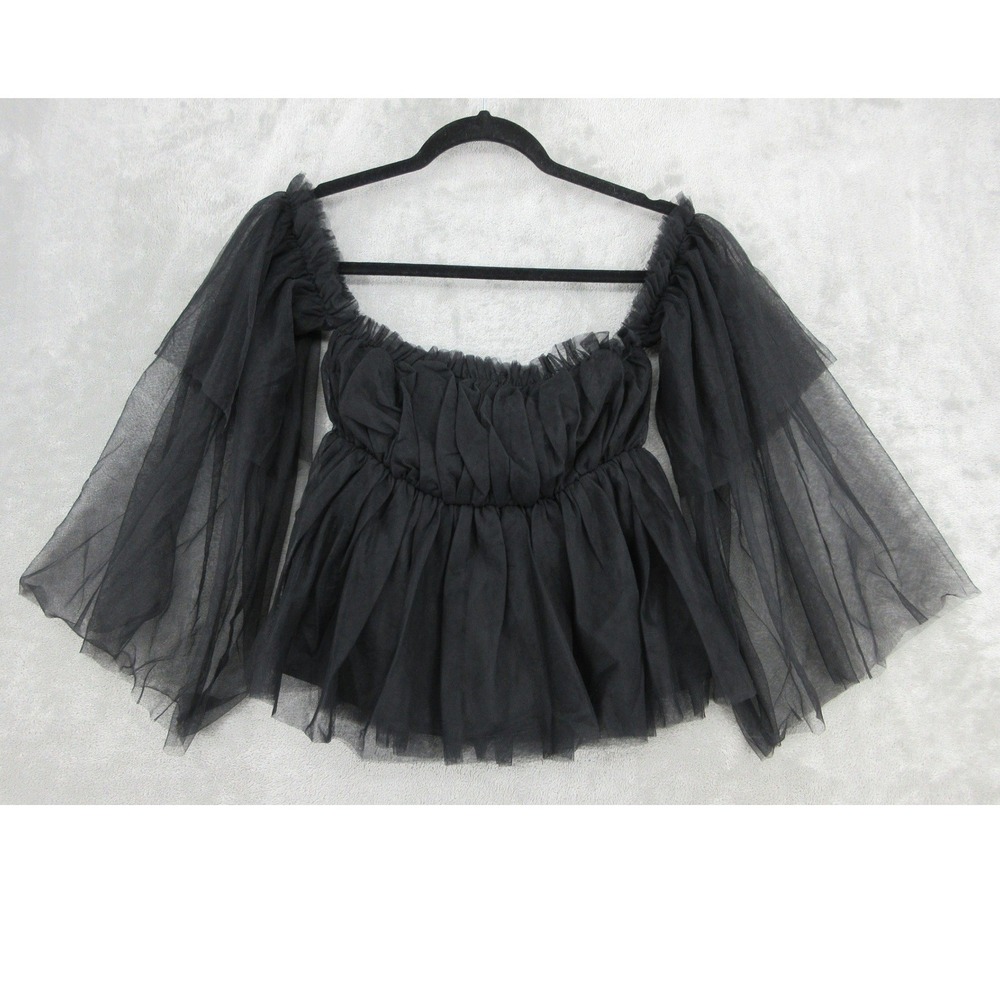 On Twelfth Top Womens Size S Tulle Ruffle Off Shoulder Bell Sleeve Whimsigoth